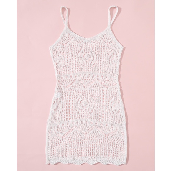 White Crochet Cami Short Cover Up - Picture 7 of 13